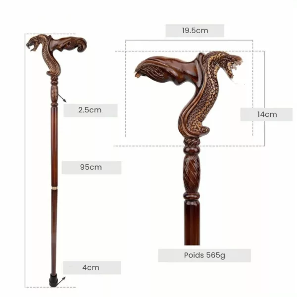 Bâton cobra sculpté steampunk – Accessoire mystique et original pour cosplay, décoration ou collection unique – Image 3