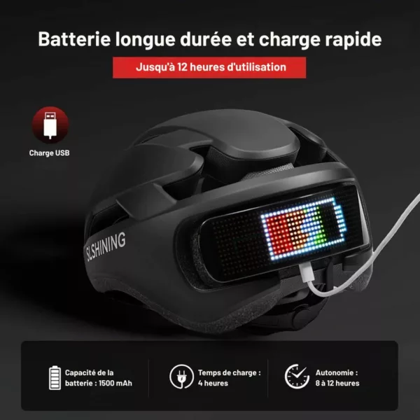 Casque vélo LED écran connecté – Image 11