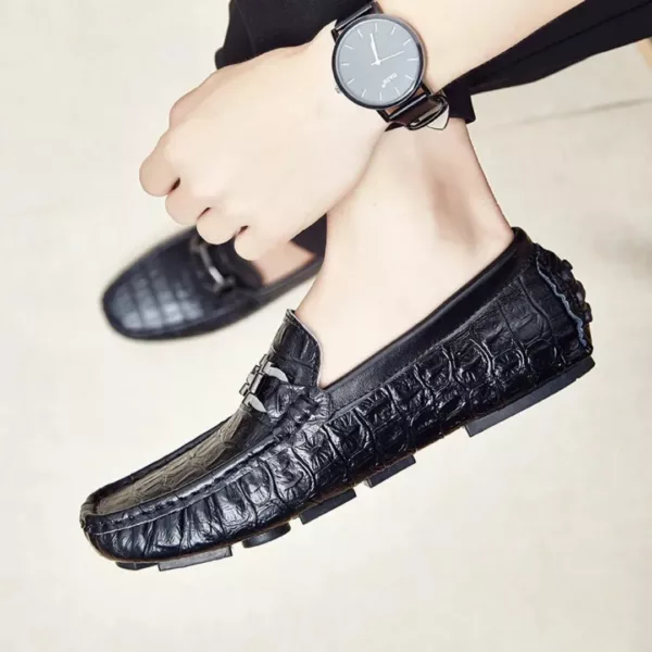Chaussure bateau homme effet crocodile élégant – Image 4