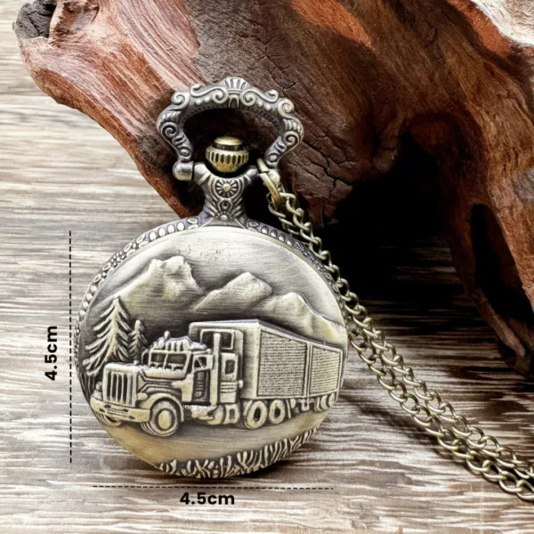 Montre à gousset camion rétro vintage – Cadeau original pour routiers passionnés – Style authentique et intemporel – Image 3