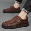 Chaussure bateau homme cuir robuste vintage