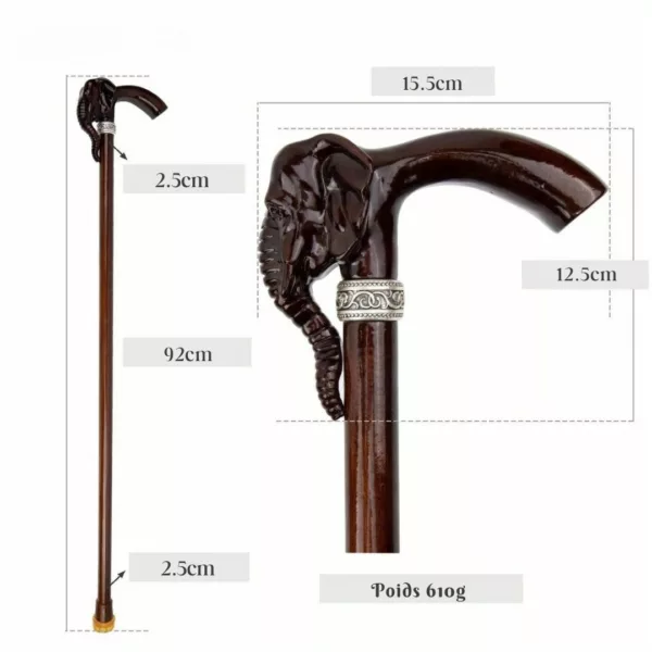Canne éléphant sculpté style cosplay – Accessoire original et élégant pour costumes, déguisements ou collection artisanale – Image 3