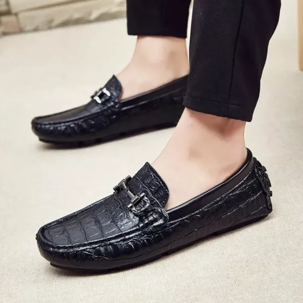 Chaussure bateau homme effet crocodile élégant – Image 3