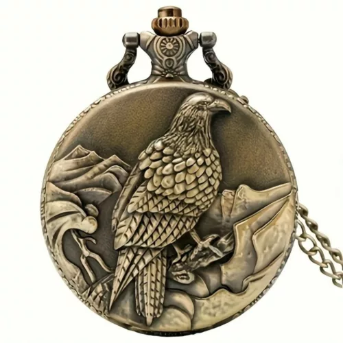 Montre à gousset aigle montagne vintage – Élégance rétro pour homme charismatique – Cadeau unique et intemporel