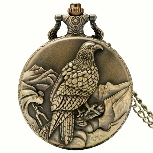 Montre à gousset aigle montagne vintage – Élégance rétro pour homme charismatique – Cadeau unique et intemporel
