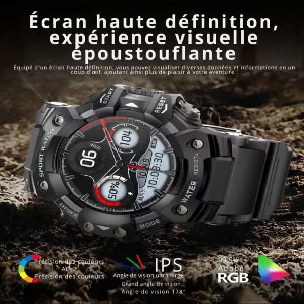 Montre militaire connectée sport LED – Résistante, étanche, cardio intégré, idéale entraînement intensif – Image 7