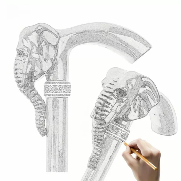Canne éléphant sculpté style cosplay – Accessoire original et élégant pour costumes, déguisements ou collection artisanale – Image 8