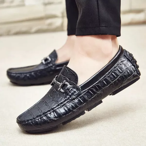 Chaussure bateau homme effet crocodile élégant – Image 2