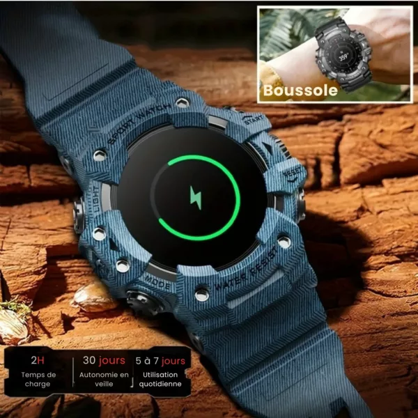 Montre militaire connectée camouflage LED – Résistante, multifonction et étanche pour aventures extrêmes – Image 10