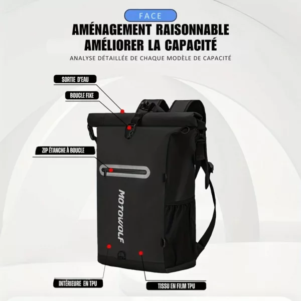 Sac à dos moto étanche rouleau – Image 5