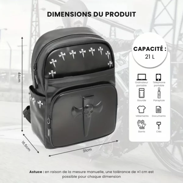 Sac à dos moto style gothique – Image 3