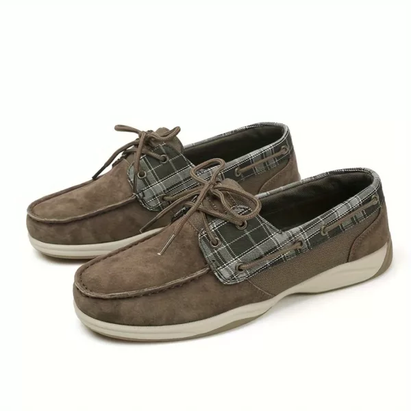 Chaussure bateau homme tissu écossais vintage – Image 4