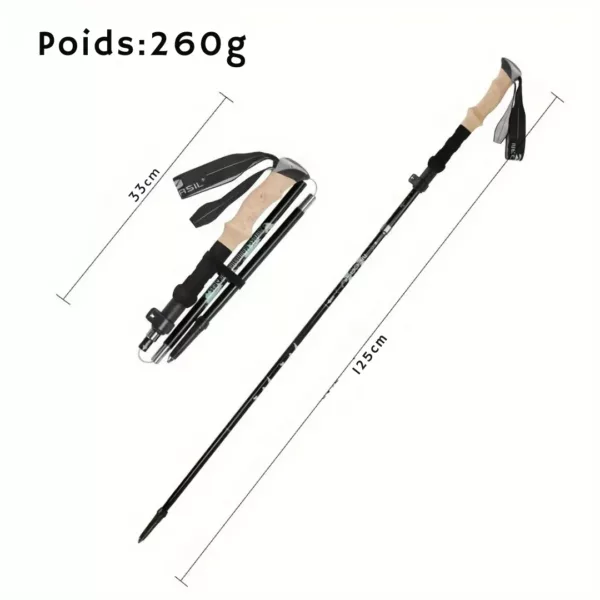 Bâton de randonnée pliable liège – Ultra léger et compact pour trek – Poignée confort anti-transpiration – Image 4