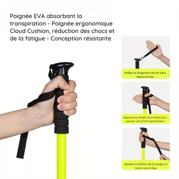 Bâton de trekking télescopique réglable – Randonnée confort sur tous terrains – Ultra résistant et léger – Image 5