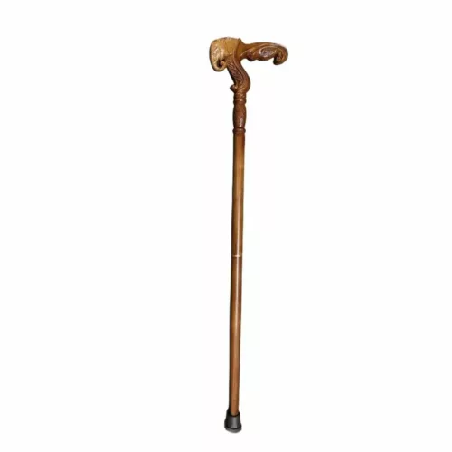 Bâton marche poignée éléphant sculpté