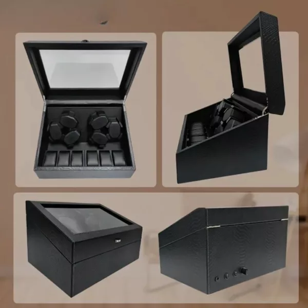 Boîte remontoir montre LED noir – Préserve vos montres de luxe en parfait état – Élégance et technologie silencieuse – Image 7