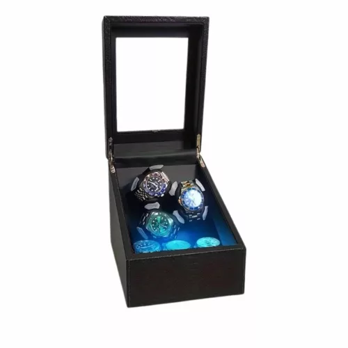Boîte remontoir montre LED noir – Préserve vos montres de luxe en parfait état – Élégance et technologie silencieuse