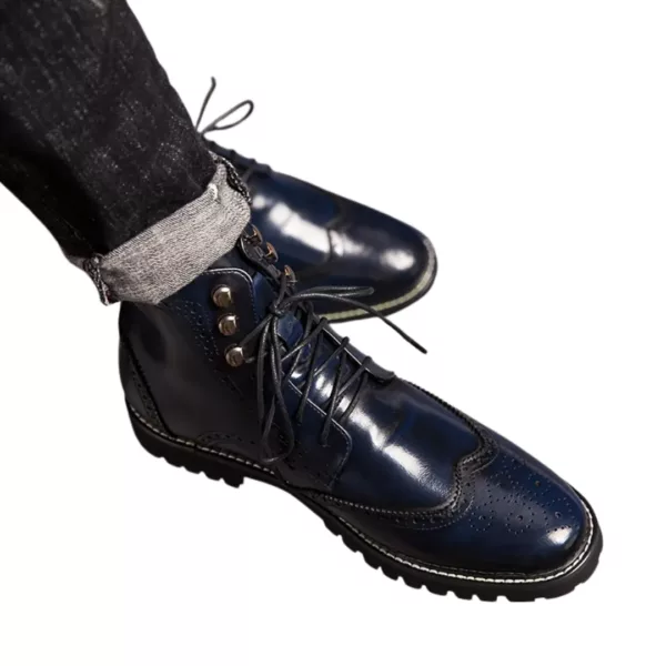 Bottes moto homme brogue rétro – Image 14
