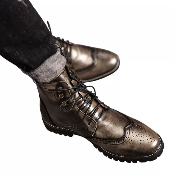 Bottes moto homme brogue rétro – Image 15