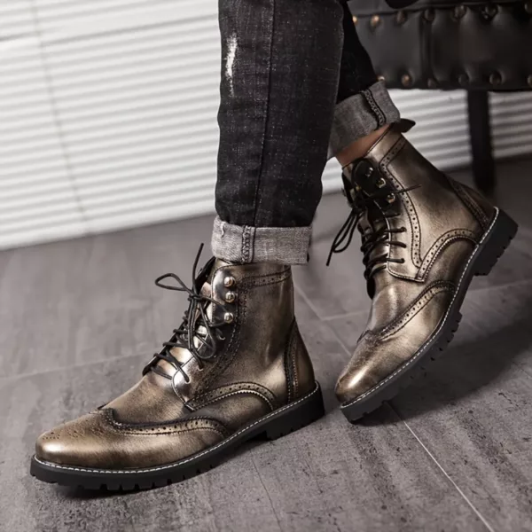 Bottes moto homme brogue rétro – Image 2