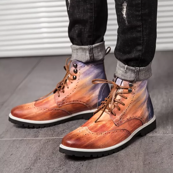 Bottes moto homme brogue rétro – Image 4
