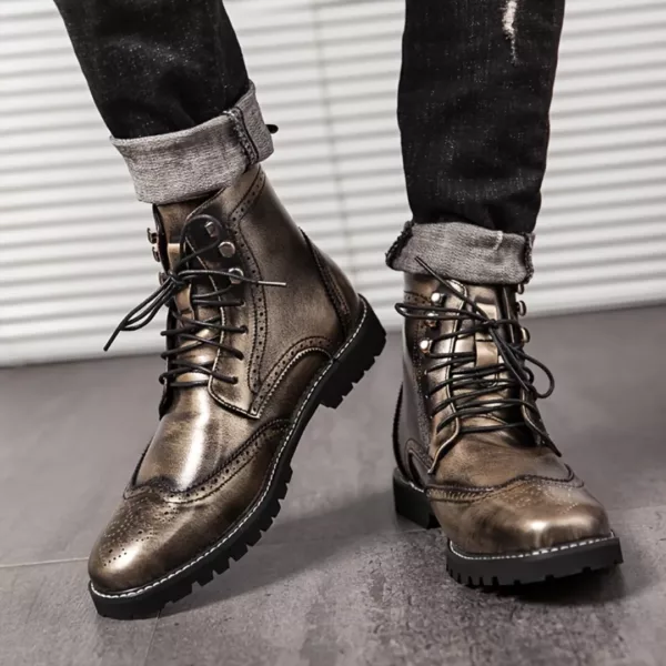 Bottes moto homme brogue rétro – Image 5