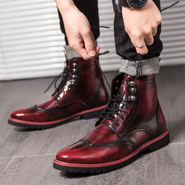 Bottes moto homme brogue rétro – Image 6