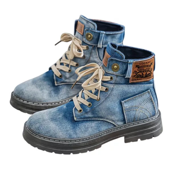 Bottes moto homme style denim robuste – Image 6