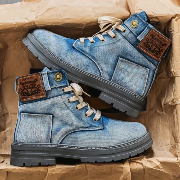 Bottes moto homme style denim robuste – Image 5
