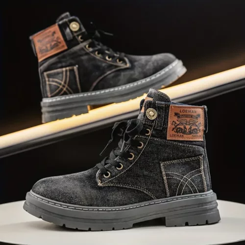 Bottes moto homme style denim robuste
