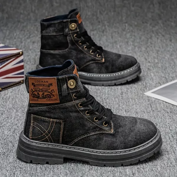 Bottes moto homme style denim robuste – Image 2