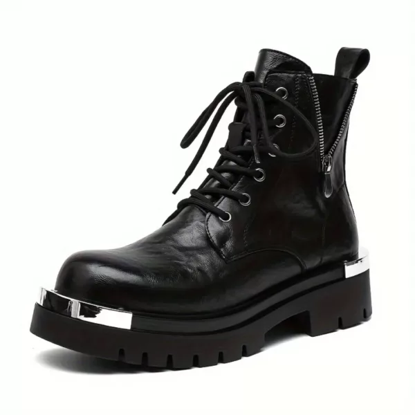 Bottes moto homme style punk noir – Image 5