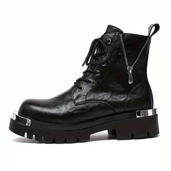 Bottes moto homme style punk noir – Image 6