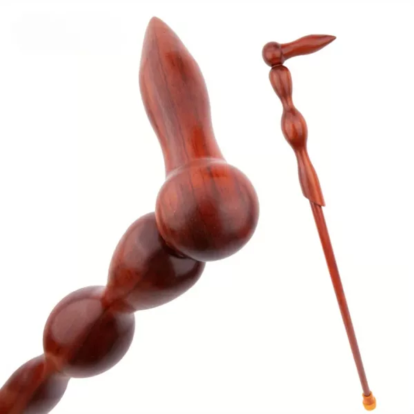 Canne artistique bois courbé unique – Élégance artisanale et style audacieux pour marche raffinée – Image 4