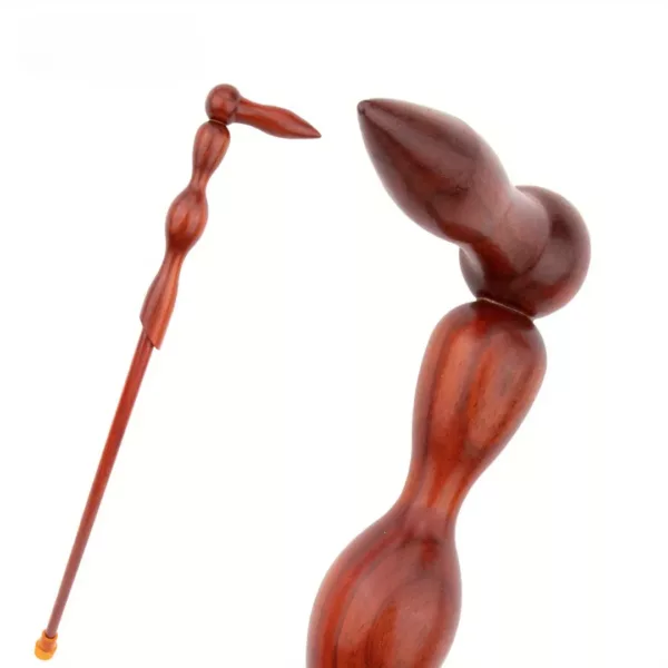 Canne artistique bois courbé unique – Élégance artisanale et style audacieux pour marche raffinée – Image 2