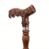 Canne bois sculpté floral celtique – Élégance artisanale et soutien stylé pour marche confortable
