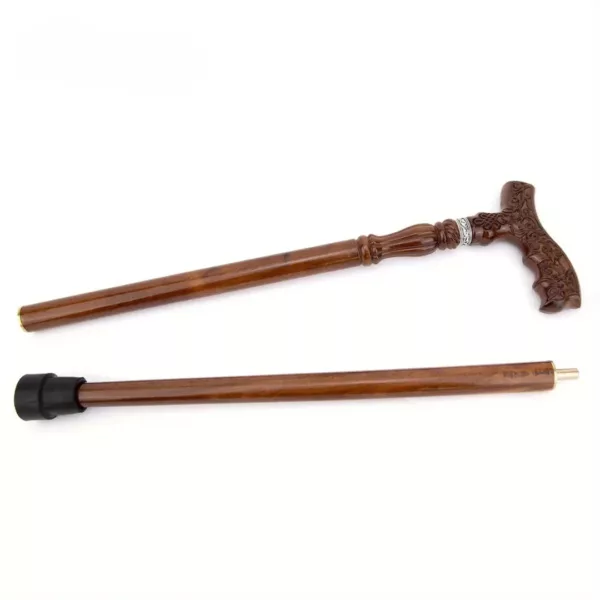 Canne bois sculpté floral celtique – Élégance artisanale et soutien stylé pour marche confortable – Image 4