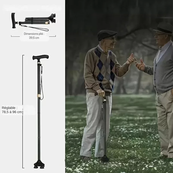 Canne de marche pliable 360° – Ultra légère et stable pour marcher en toute sécurité partout – Image 2