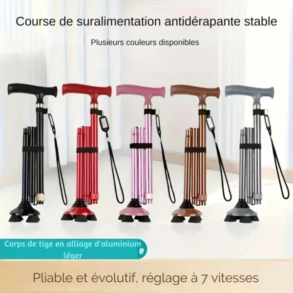 Canne de marche pliable 360° – Ultra légère et stable pour marcher en toute sécurité partout – Image 3