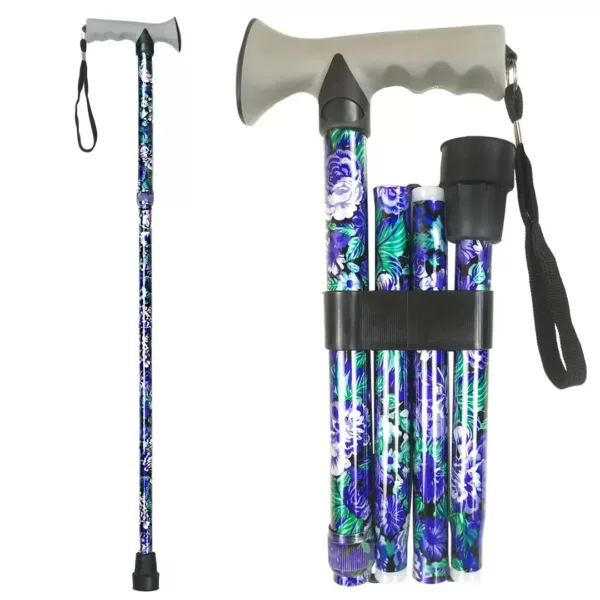 Canne de marche pliable florale – Élégante, légère et compacte pour vos déplacements en sécurité – Image 12