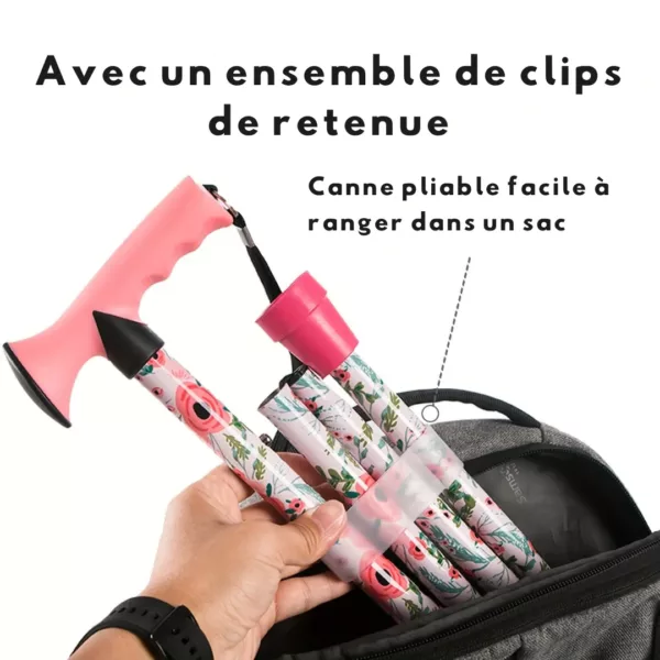 Canne de marche pliable florale – Élégante, légère et compacte pour vos déplacements en sécurité – Image 2