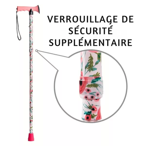 Canne de marche pliable florale – Élégante, légère et compacte pour vos déplacements en sécurité – Image 4