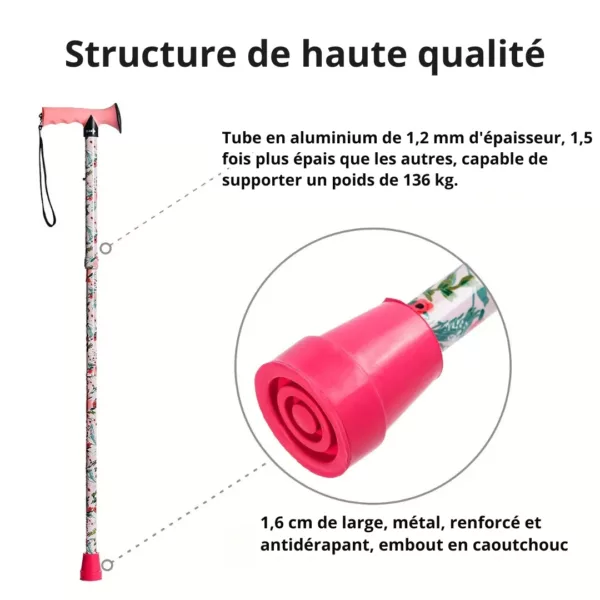 Canne de marche pliable florale – Élégante, légère et compacte pour vos déplacements en sécurité – Image 6