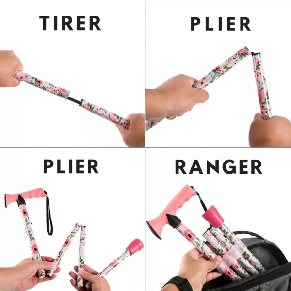 Canne de marche pliable florale – Élégante, légère et compacte pour vos déplacements en sécurité – Image 7