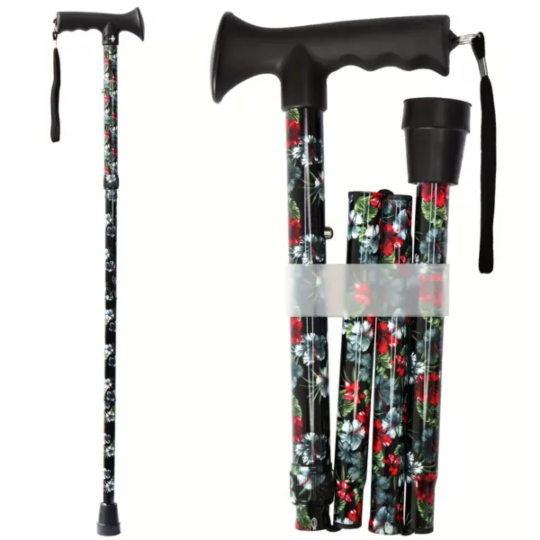 Canne de marche pliable florale – Élégante, légère et compacte pour vos déplacements en sécurité – Image 9
