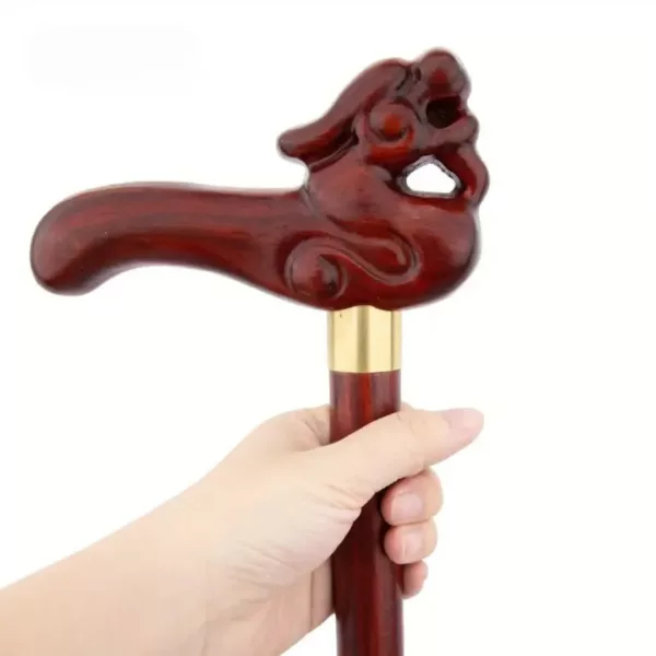 Canne dragon sculpté bois rouge – Élégance ancestrale et soutien robuste pour marche stylée – Image 5