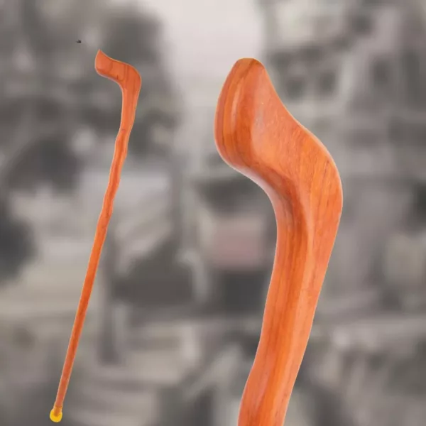 Canne ondulée bois sculpté artisanale – Élégance rustique et soutien raffiné pour une marche stylée – Image 2