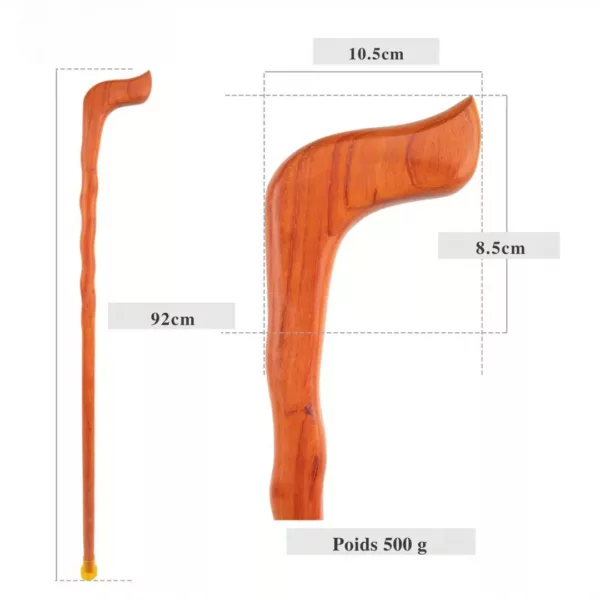 Canne ondulée bois sculpté artisanale – Élégance rustique et soutien raffiné pour une marche stylée – Image 3