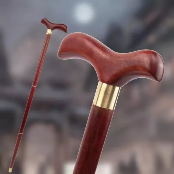 Canne pliable bois osythère rouge – Élégance vintage et soutien sécurisé au quotidien – Image 2