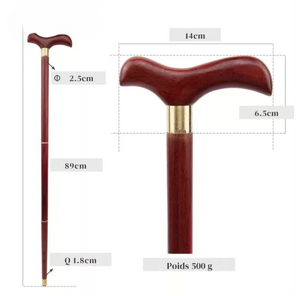 Canne pliable bois osythère rouge – Élégance vintage et soutien sécurisé au quotidien – Image 3